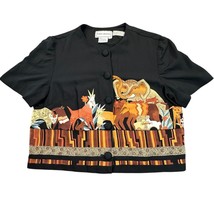 Karin Stevens Vintage Blouse Women 8 Black Brown Animal Print Lightweigh... - $24.99