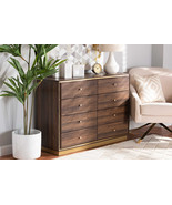 Davina Walnut Brown and Gold Metal 8-Drawer Dresser - $6,298.47 MXN