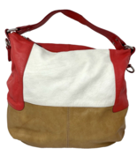Carol J. Women&#39;s Color Block Leather Hobo Bag Large Red/Tan/White - $619.32 MXN