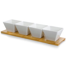 Elama Modern 5pc Appetizer &amp; Condiment Server w 4 Dishes &amp; Bamboo Tray - £33.34 GBP