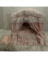 Home-Made Large Canopy Doll Bed w/Bed Covers, Mattress &amp; Pillow  16&quot; x 1... - £39.29 GBP