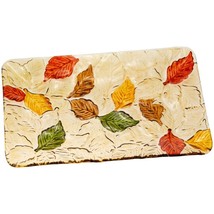 New! Falling Leaves Rectangle Glass Plate Set Of 2 - £41.36 GBP