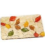 New! FALLING LEAVES RECTANGLE GLASS PLATE SET OF 2 - $51.43