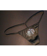 Victoria's Secret black satin thong ONE-sz rhinestone low T-V-G-string panty NWT - £46.41 GBP