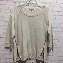 Retro-Ology Womens Pullover Sweater Beige 3/4 Sleeve Raglan Scoop Neck Z... - $14.84