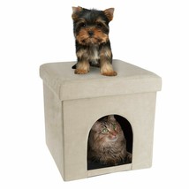 Pet House Ottoman Cat Dog Cube Footrest Cushion Top Interior Pillow 15 I... - £43.00 GBP