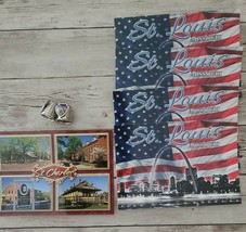 Five (5) St. Louis/St. Charles Missouri Postcards &amp; Two (2) Thimbles Memorabilia - £11.95 GBP