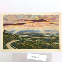 1930s Linen Postcard Sunset Alleghenies Pennsylvania Rays Hill Ridge Lin... - $14.92