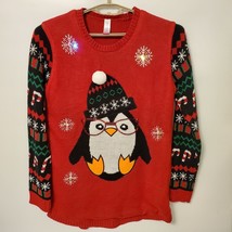 No Boundaries Womans Ugly Christmas Penguin Glasses Sweater LightUp Size XXL 19  - £18.82 GBP