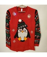 No Boundaries Womans Ugly Christmas Penguin Glasses Sweater LightUp Size... - £18.52 GBP
