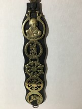 Antique UK Horse Brass 5 medallions on a vintrage Martingale paddle Nels... - $58.20