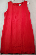 ISC Tank Dress Women Size Large Red Silk Sleeveless Round Neck Lined Back Zipper - £17.21 GBP