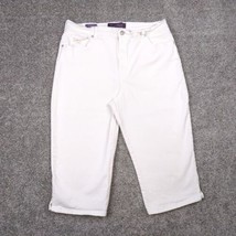 Gloria Vanderbilt Jeans Women 16 White Amanda Stud Capri Cropped Pant St... - $18.99