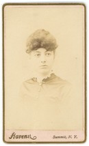Antique CDV Circa 1870&#39;S Beautiful Woman With Big Hair &amp; Dress Havens Summit, NY - £7.43 GBP