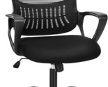 Office Computer Desk Chair By Smug: Black, Ergonomic Mid-Back Mesh Rolli... - $48.93
