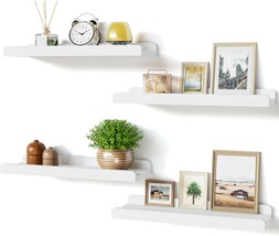 Love-Kankei White Floating Shelves For Wall Set Of 4, Wood Wall, 15 X 6 Inch. - £26.12 GBP