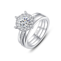 Women&#39;s Sterling Silver 2.75 Carat Moissanite Engagement Wedding Ring Band Set - £35.66 GBP