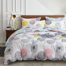 7 Pieces Comforter Sheet Set King Size Bed In A Bag - Colorful Dots Style - Soft - £89.81 GBP