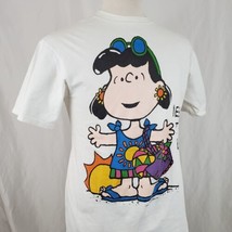 Peanuts Lucy Meet Me at the Beach Vintage T-Shirt Medium White Charlie B... - £25.96 GBP