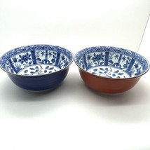 Tao Cereal Soup Bowls Set Of 2 Red And Blue 6.5” Diameter 2.5” High - £15.59 GBP