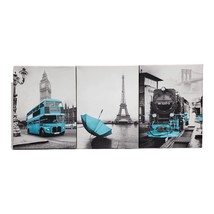 London Paris New York Wrap Canvas Print Trio Stylish Famous Cities Wall Decor - £40.45 GBP