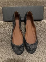 FRYE Womens Black Carson Round Toe Slip On Leather Ballet Flats 8.5 gunmetal - £58.42 GBP