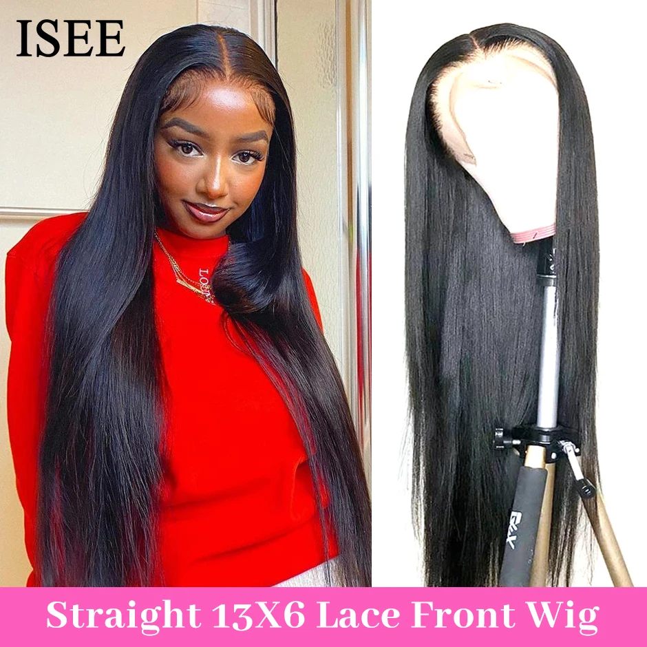 Straight 13X6 Lace Frontal Wig180% Density Malaysian Straight Lace Front Hum - £118.87 GBP+