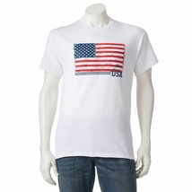July 4th T-Shirt White L American Flag Patriotic Memorial Labor Day Vet ... - $11.39