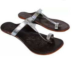 Womens Kolhapuri Soft Pure Leather ethnic Chappal ST70 flat Jutti US Size 5-12 - £28.89 GBP