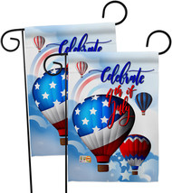 July 4Th Hot Air Balloon Garden Flags Pack Fourth Of 13 X18.5 Double-Sided House - £23.22 GBP