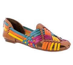 Womens Authentic Mexican Huarache Leather Sandals Slip On Multicolor #F106 - £27.52 GBP