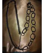 Edgy Black Double-Chain Statement Necklace – Chunky &amp; Textured Links - $13.69 CAD