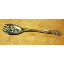 Silverplated Salad Serving Fork Silver Plate 8 1/2&quot; Fruit &amp; Leaves Shell... - £7.66 GBP