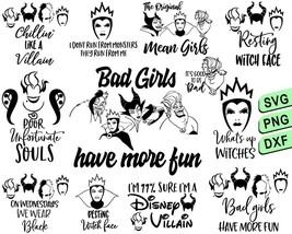 Disney Villains Bundle Svg Png, Bad Girls Svg, Disney Villains Quotes Svg - $1.79