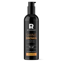 BYROKKO Shine Brown Premium Tanning Accelerator Oil (150 ml), XXL Tanning Oil fo - £19.62 GBP