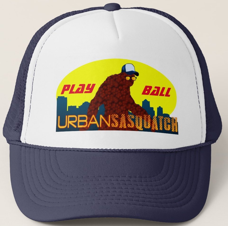 Urban Sasquatch PLAY BALLl Trucker Hat - Navy Blue