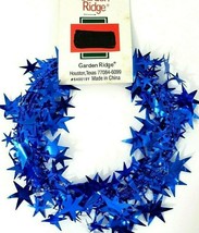 Blue Tinsel Star Garland Wired 8 Ft Each Christmas 4th of July Set of 14... - $45.80
