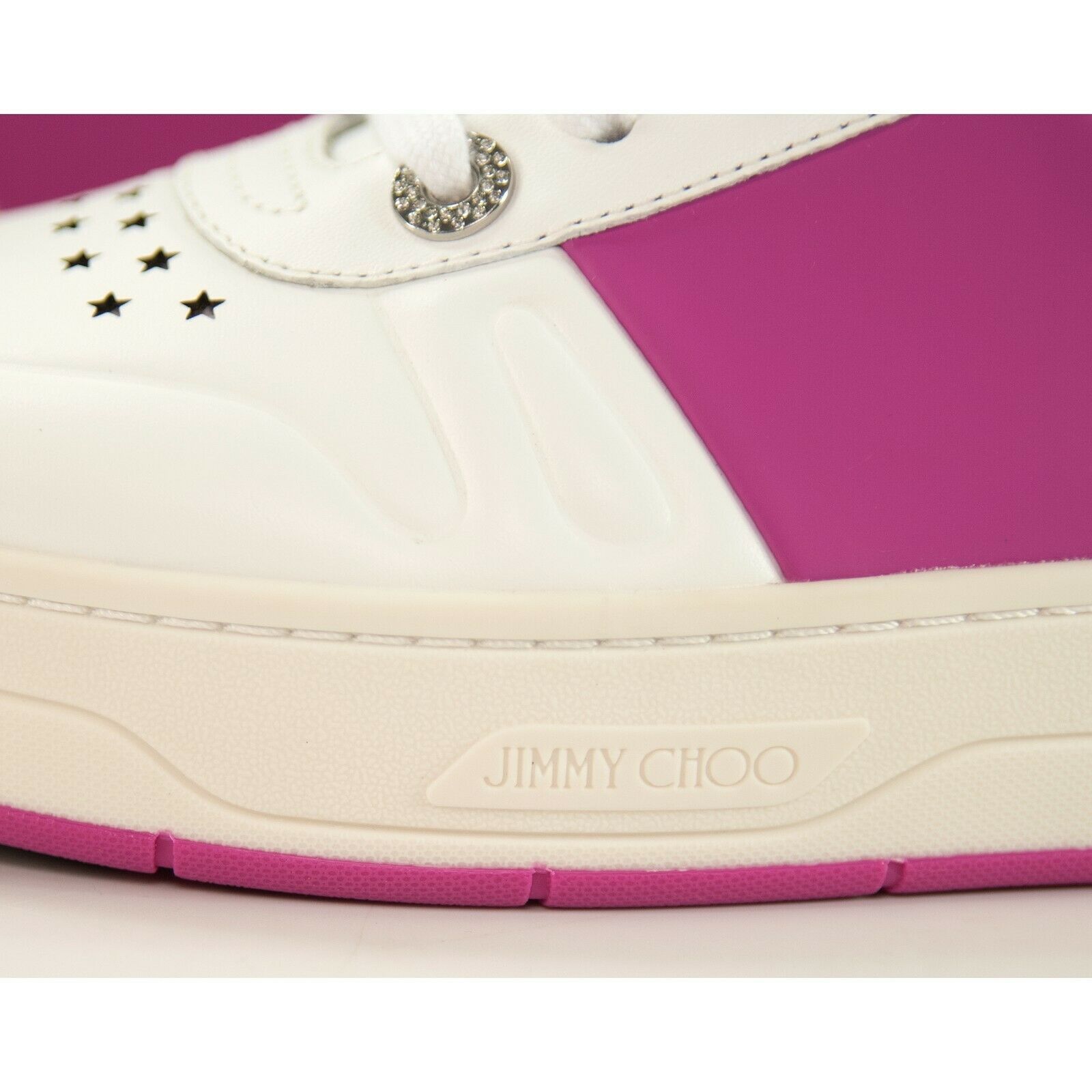 Jimmy Choo Hawaii Fuchsia Stripe Leather Flatform Sneakers 38 NIB Item image 5