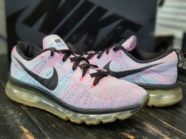 2015 Nike Air Max Flyknit Pink/Black Training Shoes 620659-104 Women 8.5 - £63.38 GBP