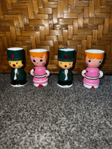 Vintage Egg Cup Holders GEORGE-GOOD Lot 4 1977 Pink and Green-Soldier &amp; ... - $25.74
