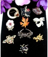 LOT of 10 Vintage NATURE SCATTER PINS Bugs Bee Bird Rocks Flower Leaf Ge... - $16.82