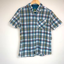 KUHL Plaid Button Down Mens Medium Textured Short Sleeve Shirt Top Spring Preppy - £44.26 GBP