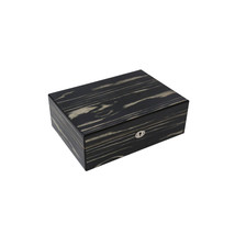 International Lacquered Ebony Wood Jewelry Box with Valet Tray Key Lock - $209.40