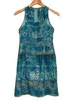 Title Sleeveless Dress Built in Bra Print Dress Size 4 Zipper Pocket Tea... - $19.80
