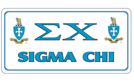 Sigma Chi Fraternity Usa Made Chrome License Plate Frame - £23.97 GBP