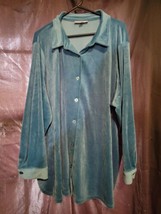 Woman Within Teal Oversized Vellore Long Sleeve Blouse Size 2XL - $27.72