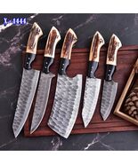 Handmade Damascus Steel Chef Knives Set Kitchen Knife CUTLERY Stag Handle - $118.01