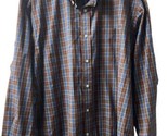 Lands End Mens XLG No Iron Red Blue Plaid Cotton Button Down Shirt Outdoors - $13.58