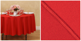 70&quot; Round Polyester Tablecloth for Wedding Event Banquet Party - Red - P01 - £26.62 GBP