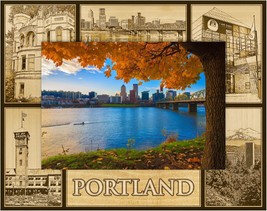 Portland Oregon Laser Engraved Wood Picture Frame Landscape (4 x 6) - £22.41 GBP